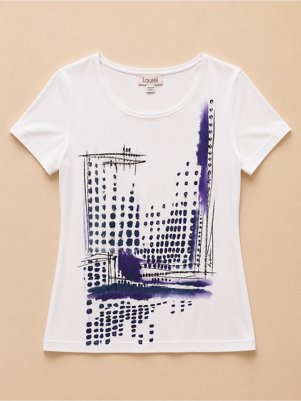 Laurel White Graphic Rhinestone Top Size 4 / EU 36